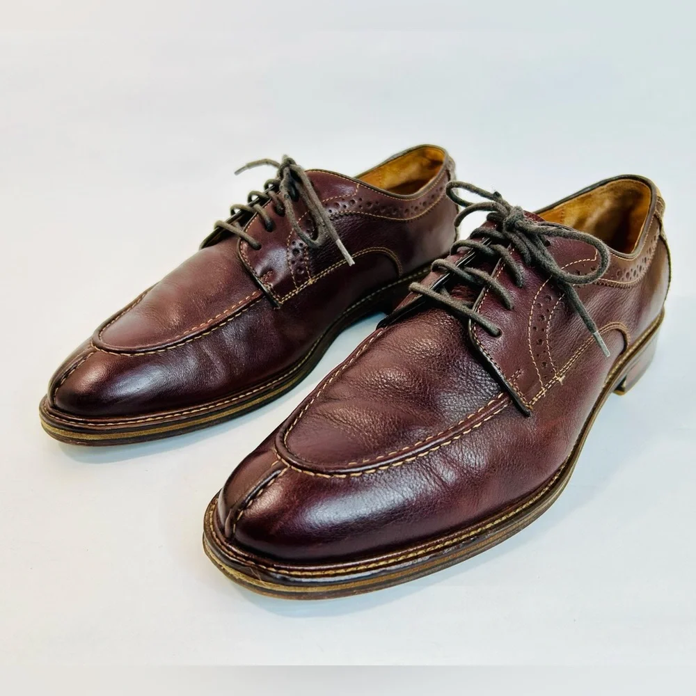 Johnston & Murphy Warner Split Toe Derby Shoes in Brown Sheepskin Leather 9.5D